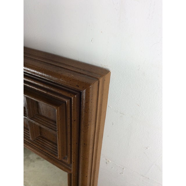 Mid Century Modern Mountable Mirror With Wooden Details at Top For Sale - Image 9 of 18
