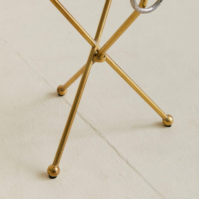 Metal Spanish Brass + Silverplate Tripod Tray Table, 1960s For Sale - Image 7 of 9