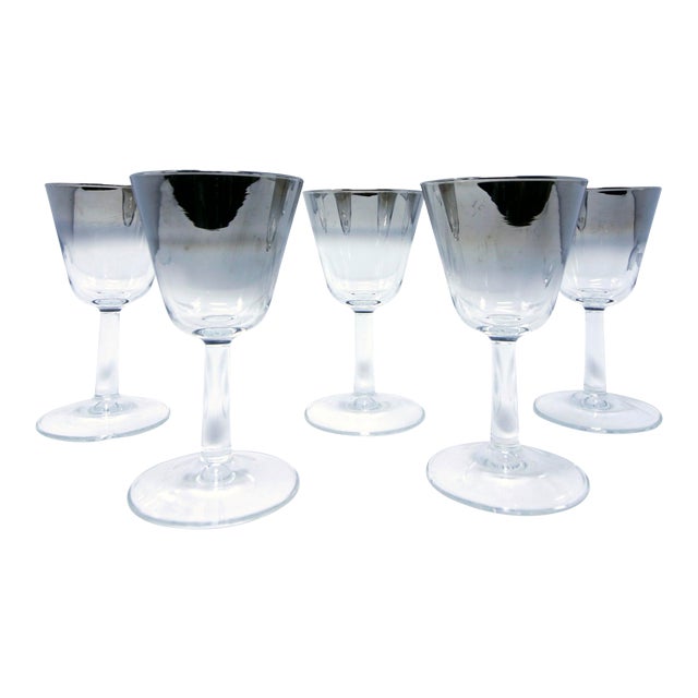 Vintage Mid-Century Modern Silver Fade Aperitif Glasses - Set of 5 For Sale