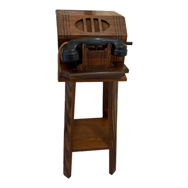 Vintage Crank Telephone, & Stand For Sale