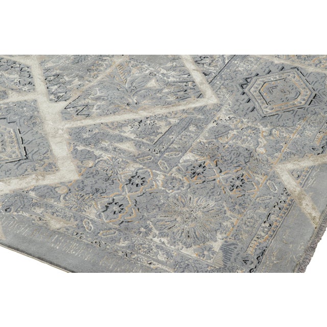 Textile Rug & Kilim’s Contemporary Rug With Gray Medallions & Geometric Patterns “Kian” For Sale - Image 7 of 9