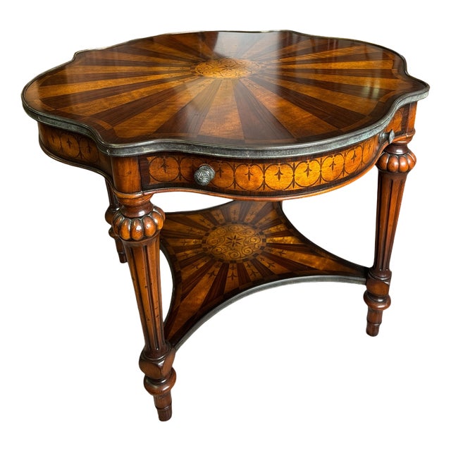 Regency Style Side Table with Marquetry, 1980s For Sale