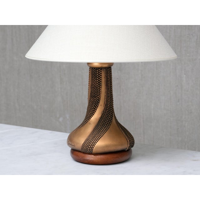 Bronze Table Lamp with Beaded Texture by Giovanni Ottaviani, Italy, 1960s For Sale - Image 9 of 11