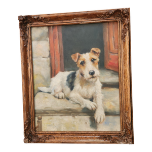 Fox Terrier Dog Oil Portrait Painting