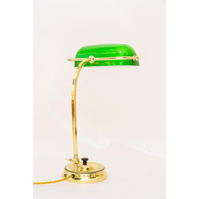 Art Deco Swiveling Banker Table Lamp with Green Glass, Vienna, 1920s For Sale - Image 11 of 11