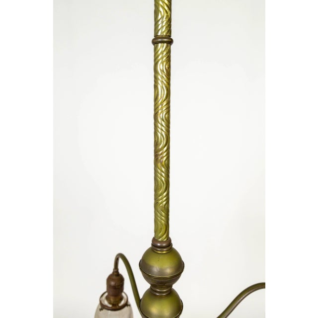 Late 19th Century Victorian Brass Chandelier With Floral Ball & Bellflower Glass Shades For Sale - Image 5 of 13