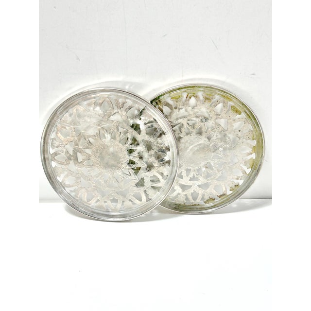 1960s 1960s Silver-Plated Pierced Trivets With Sunburst Motif – Pair For Sale - Image 5 of 5