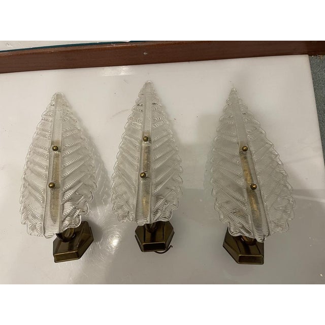 Murano glass sconces by barovier 1950’s height 32 cm width 17 cm depth 17 cm features 1 light requires e14 light bulb new...