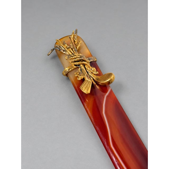 Golf Themed Scottish Banded Agate and Gilt-Metal Letter Opener, Circa 1880 For Sale - Image 4 of 6