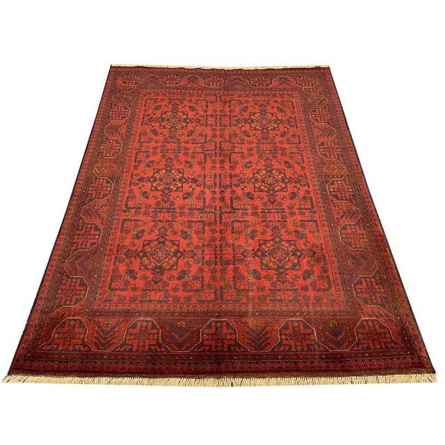 Islamic Fine Quality Hand Knotted Afghan Khal Muhammadi Wool Area Rug 6.7 X 4.11 Ft For Sale - Image 3 of 11