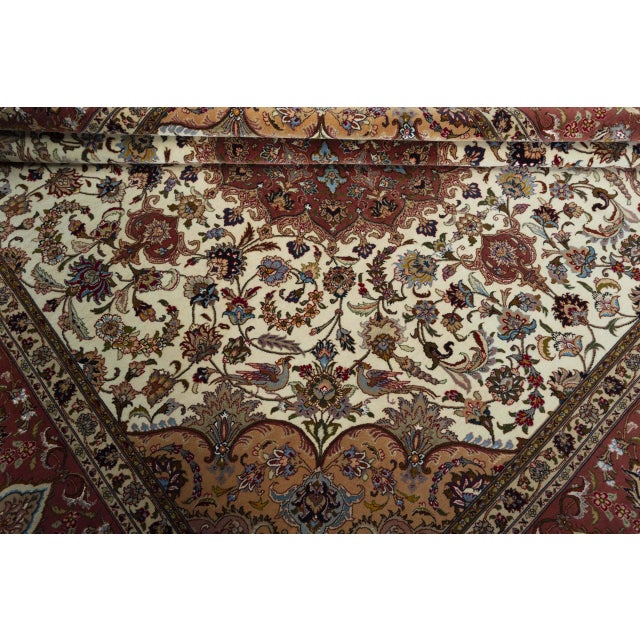 Hand-Knotted Tabriz Rug with Silk Content For Sale - Image 10 of 13