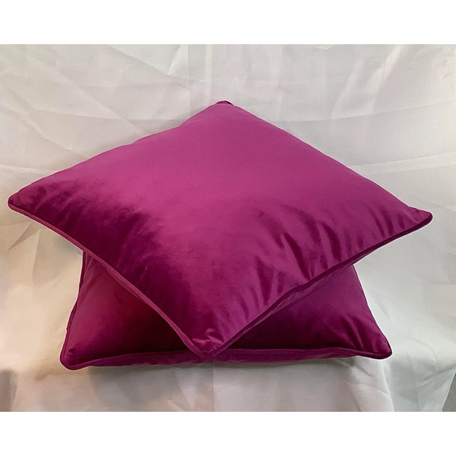 Contemporary Contemporary Italian Boysenberry Purple Velvet Pillows - A Pair For Sale - Image 3 of 6
