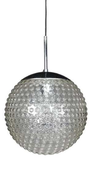 Large Chrome and Bubble Glass Pendant by Rolf Krüger for Staff, Germany, 1970s