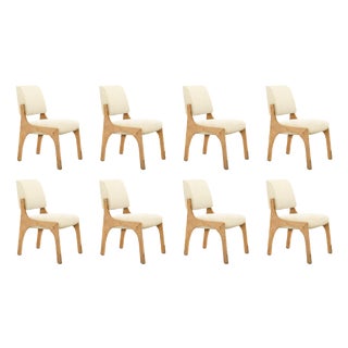 Arches II Dining Chairs in Oak and Bouclé by Insidherland, Set of 8 For Sale