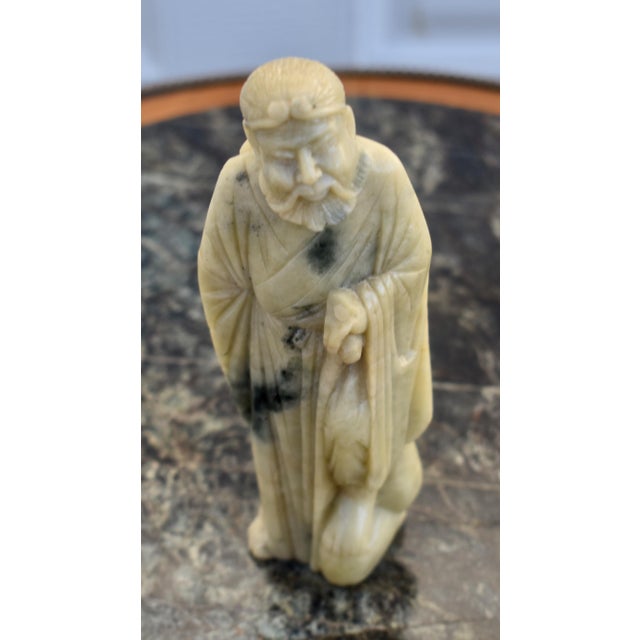 Vintage Chinese Carved Soapstone Wise Man Immortal Figure Statue Sculpture Small For Sale - Image 9 of 14