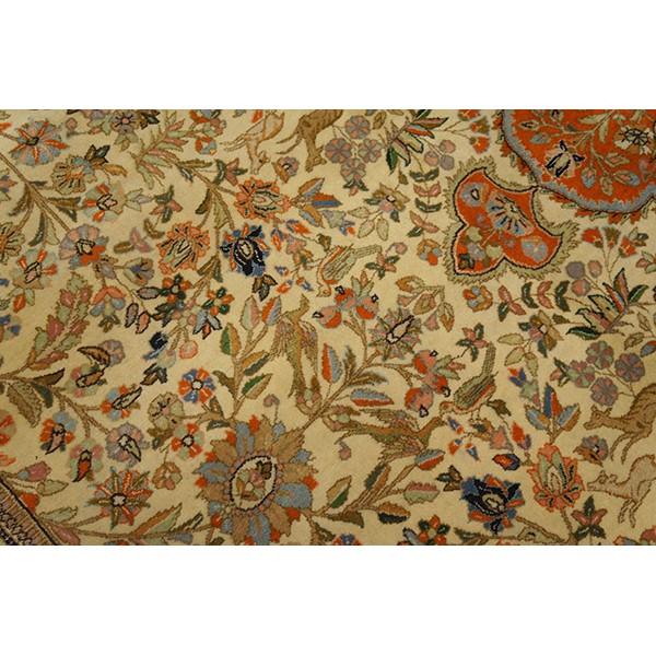 Persian 1940s Ivory Diamond Swastika Antique Tabriz Silk Handknotted Room Size Rug For Sale - Image 3 of 5