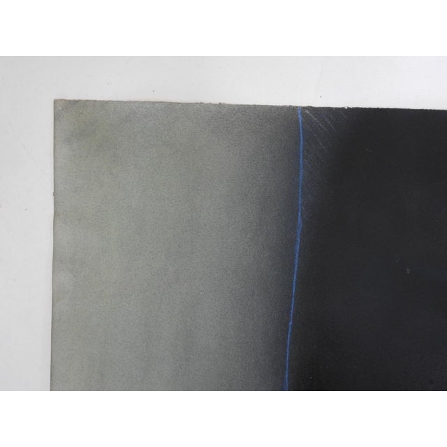 Vintage circa 1970's oil on paper abstract black, gray and celadon painting. Unsigned. Unframed, edge wear.