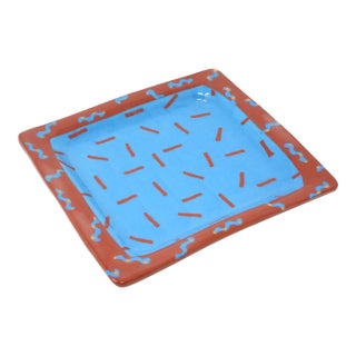 1990's Hand-Painted Rectangular Ceramic Plate For Sale