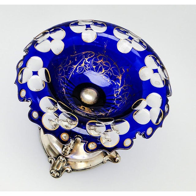 Blue Antique Fruit Plate in Silver, 1800s For Sale - Image 8 of 13