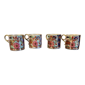 Antique Early 19th Century English George III Worcester Imari Porcelain Coffee Cans - Set of 4