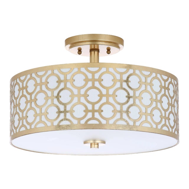 Chain-Link 3 Light 15.5-Inch Diameter Flush Mount - Gold For Sale