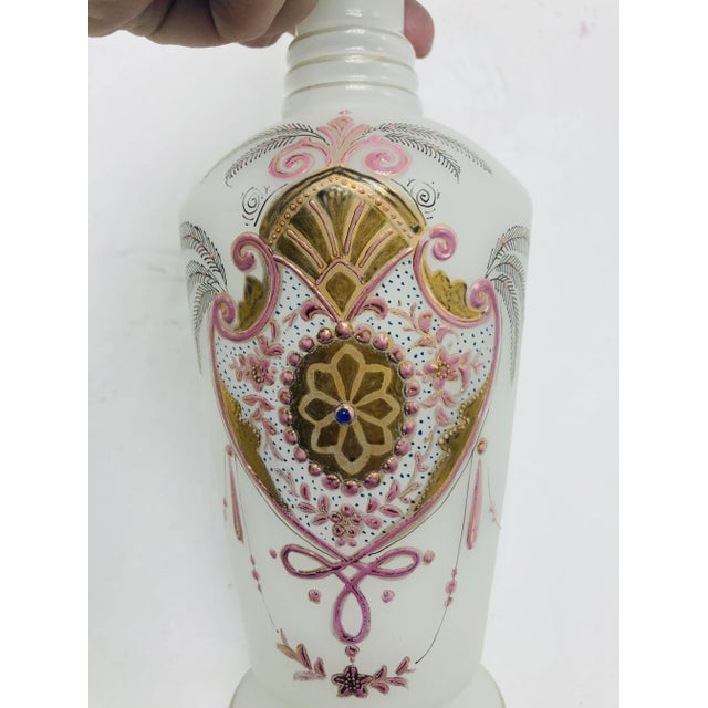 Hollywood Regency Vintage Bristol Glass Bottle For Sale - Image 3 of 10