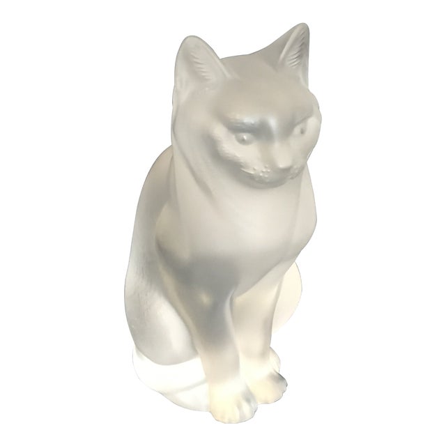1970s Lalique Chat Assis Sitting Cat Figurine Chairish