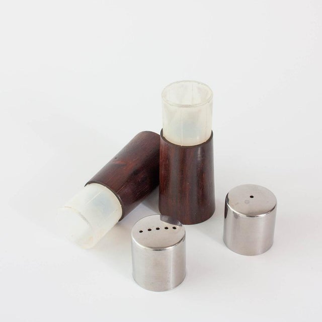 Vintage Danish Wood and Chrome Salt and Pepper Shakers, 1960s, Set of 2 For Sale - Image 10 of 12