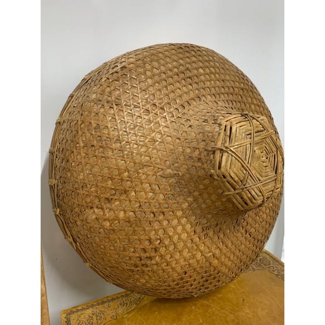 Farmhouse Vintage Handwoven Vietnamese Bamboo & Straw Field Hat For Sale - Image 3 of 4