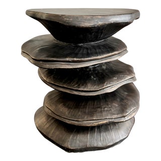 Sculptural Organic Modern Zuri Stacked Resin Side Table by Made Goods For Sale