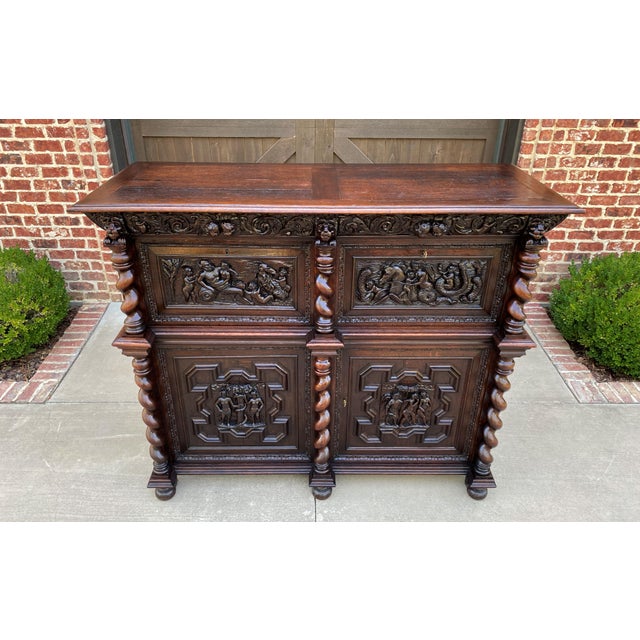 Antique French Oak Liquor Bar Sideboard Server Barley Twist