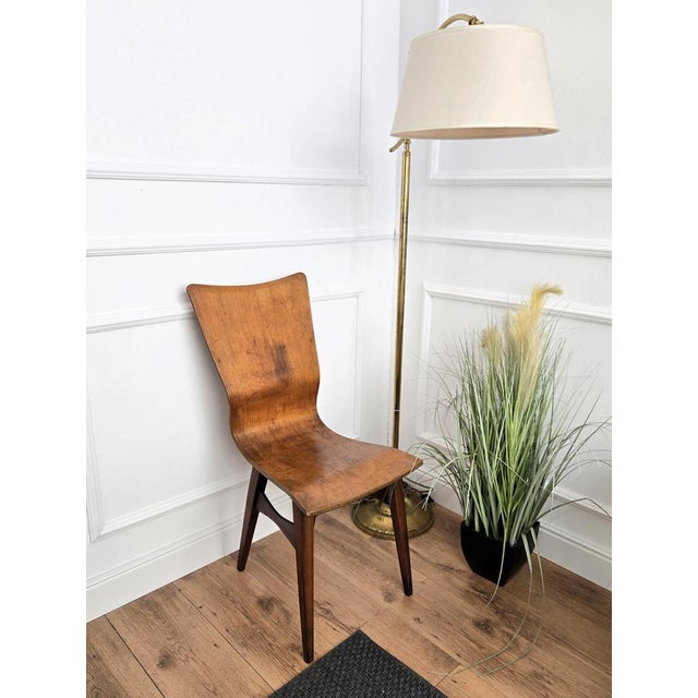 Mid-Century Modern Italian Walnut Wood Side Lounge Chair, 1960s For Sale - Image 3 of 9