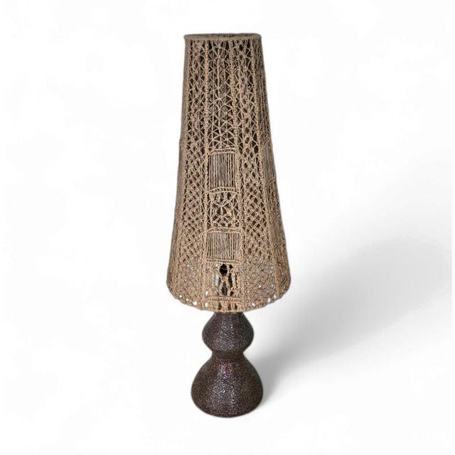 Ceramic and Macramé Vase Lamp, 1970s For Sale - Image 11 of 12