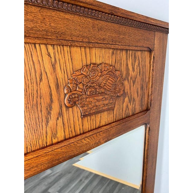 French Wall Mirror with Ornate Carved Oak Frame For Sale - Image 6 of 8