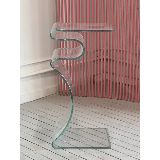 Transparent Signed 1980s Vintage Sculptural Glass Table/Bench/Pedestal by Laurel Fyfe For Sale - Image 8 of 10