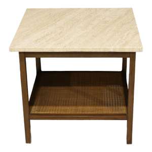 Attributed to Paul McCobb for Directional Mahogany and Travertine Side or End Table