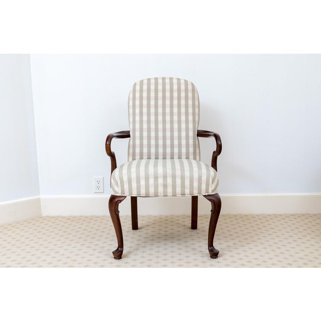 Mid 20th Century Mid 20th Century Queen Anne Style Mahogany Upholstered Armchair For Sale - Image 5 of 11