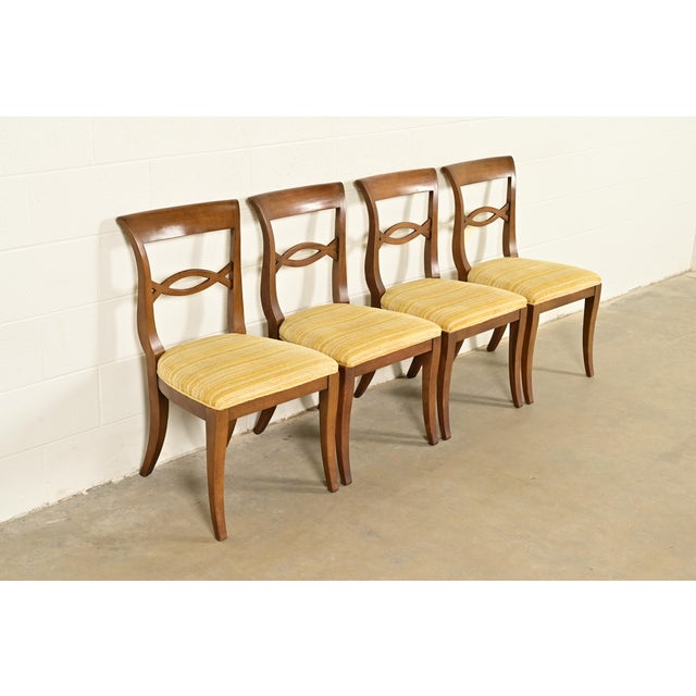 Baker Furniture Company Kindel Furniture Style Regency Carved Walnut Dining Chairs, Set of Four For Sale - Image 4 of 12