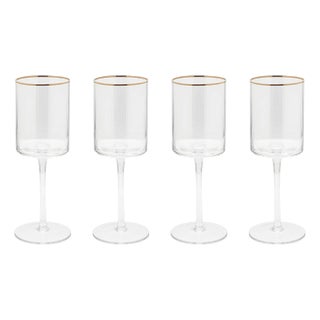 Ottica White Wine Glasses with Gold Rim, Set of 4 For Sale