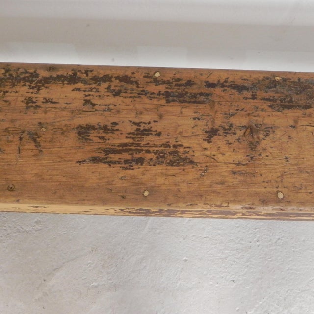 Pine Bench with Backrest, 1950s For Sale - Image 9 of 18