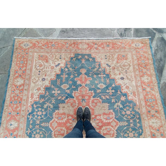 1920s Antique Oushak Medallion Hand-Knotted Rug - 7’10” X 9’3” For Sale - Image 4 of 11