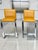 Mies Van Der Rohe Style Polished Steel & Yellow Leather Counter Stools - A Set of 3 For Sale In New York - Image 6 of 12