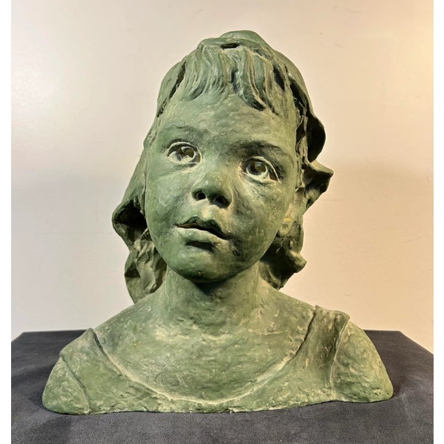 Vintage Original Plaster Bust Sculpture of a Young Girl For Sale In Philadelphia - Image 6 of 8