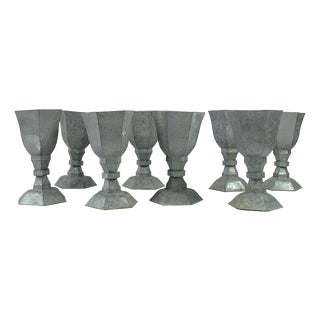Decorative Metal Table Candlesticks, 1960s, Set of 8 For Sale