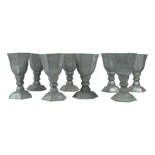 Decorative Metal Table Candlesticks, 1960s, Set of 8 For Sale