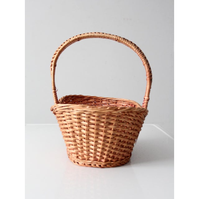Vintage Wicker Gathering Basket For Sale - Image 6 of 12