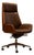 Luxury Walnut Wood & Brown Leatherette Executive Office Chair – High Back, Swivel & Adjustable For Sale