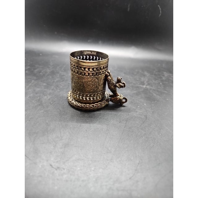 Antique PUTTI Brass Cocktail Picks Holder - Appetizer/Perfume/Lipstick/Tooth Pick Holder