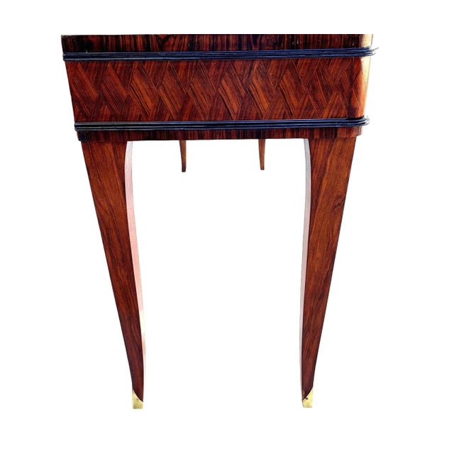 Early 20th Century French Art Deco Flip Top Madagascar Rosewood & Brass Dressing Table Vanity For Sale - Image 11 of 13