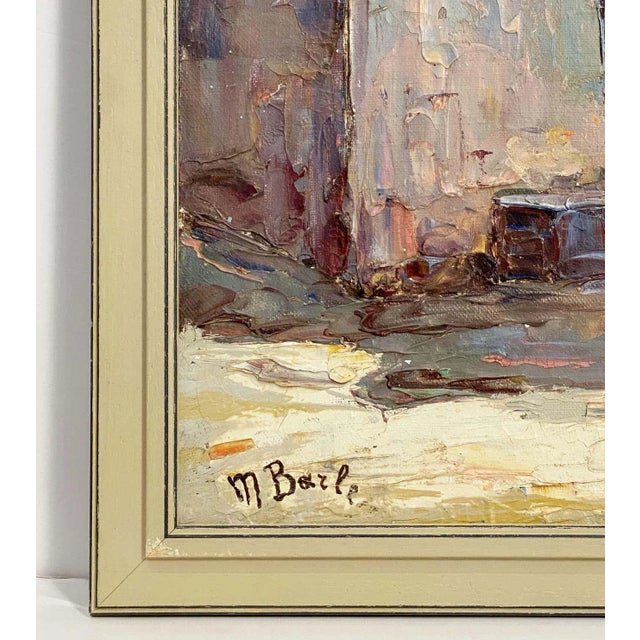 Wood French Framed Oil Painting of Seaside Village by Maurice Barle For Sale - Image 7 of 13